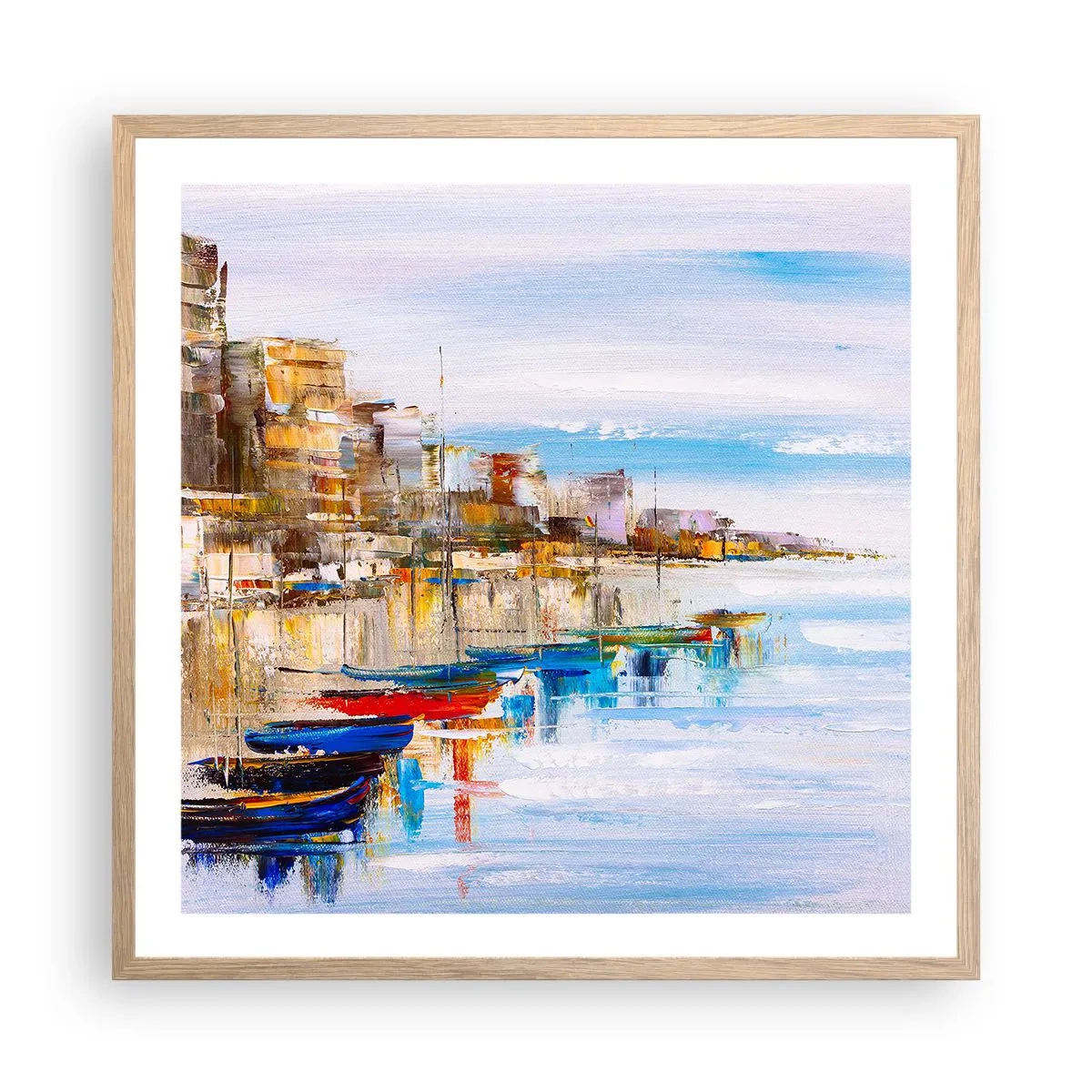 Pôster com moldura de carvalho claro - Um refúgio urbano multicolorido - 60x60 cm
