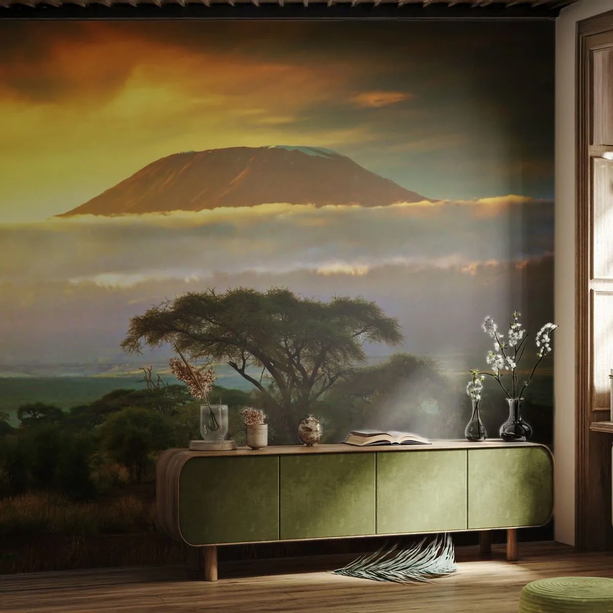 Papel de Parede Standard Eco - O sonho do viajante - Paisagem, Monte Kilimanjaro, África - 200x140 cm