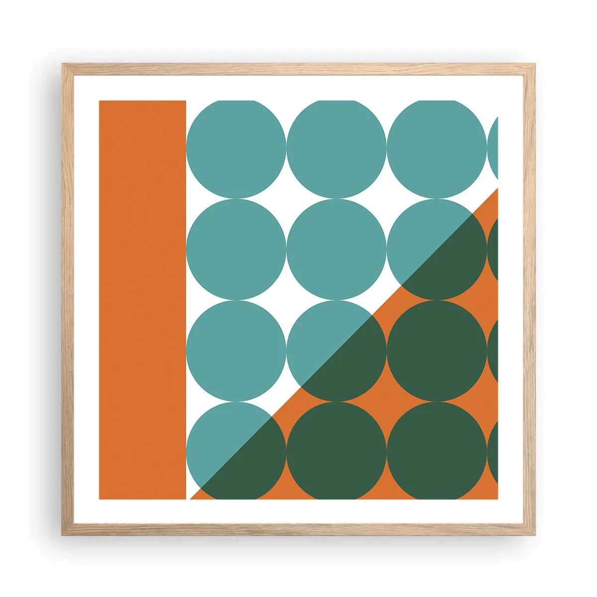 Pôster com moldura de carvalho claro - Para cima e na diagonal - 60x60 cm