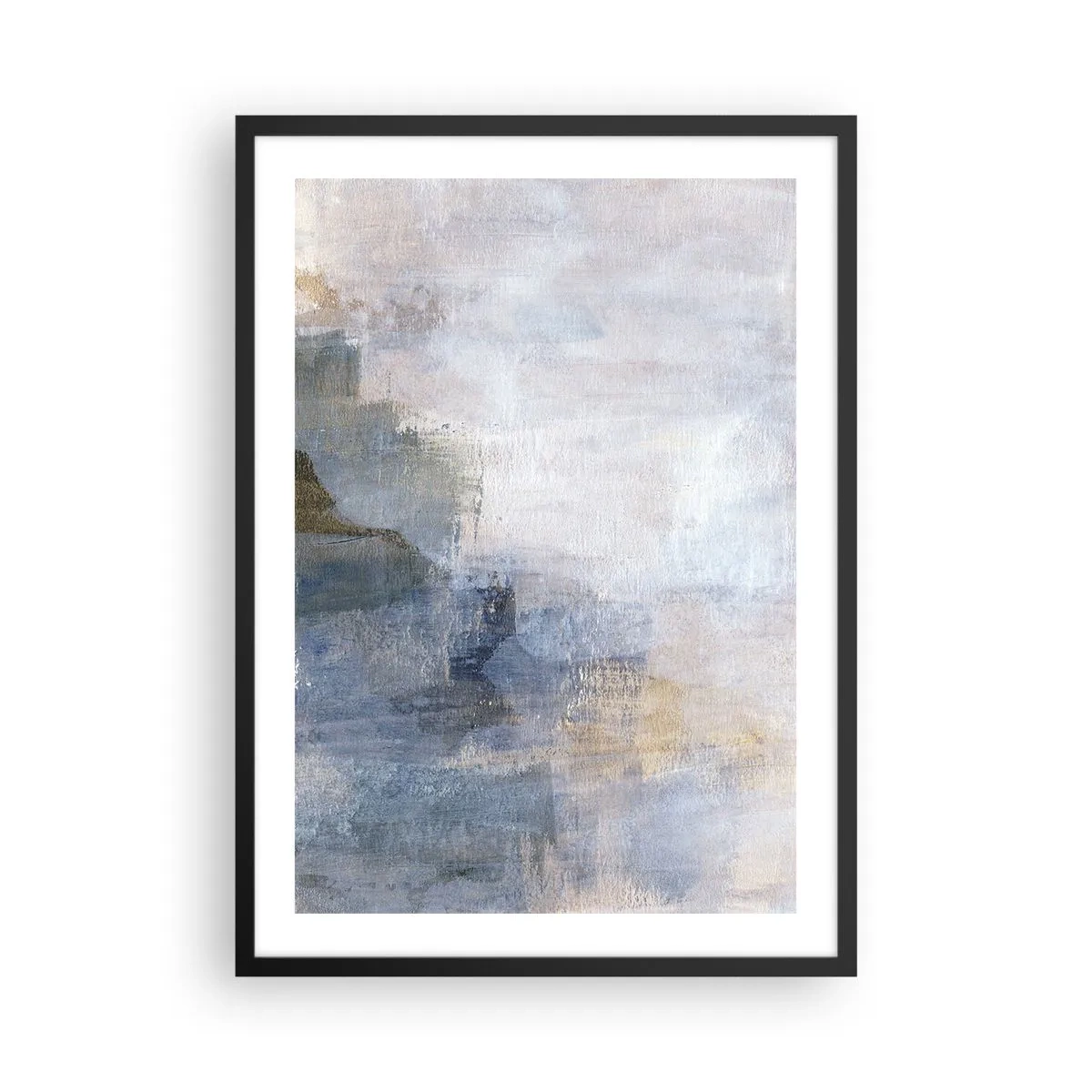 Pôster com moldura preta - Composição abstrata em tons de azul e bege - 50x70cm - Tons e acordes das cores - Decoração de parede moderna para a sala de estar e quarto ARTTOR