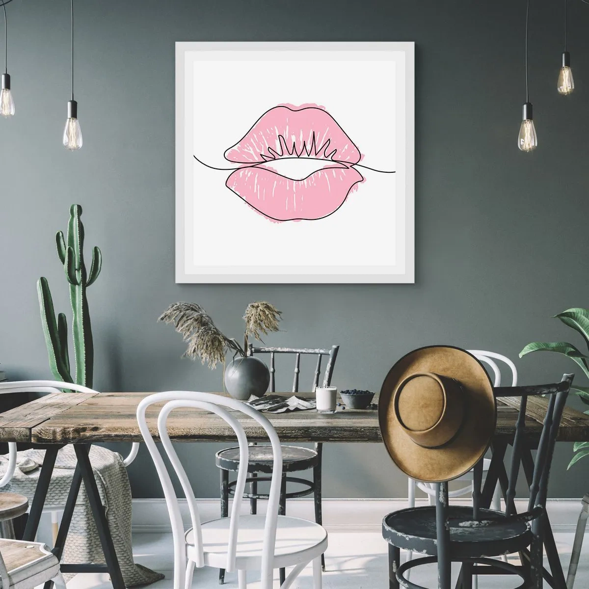 Pôster em moldura branca - Pronto para beijar? - 40x40 cm