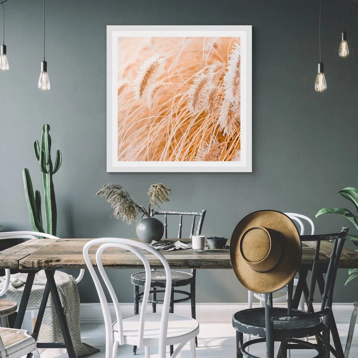 Pôster em moldura branca - O murmúrio dourado das plantas - 60x60 cm