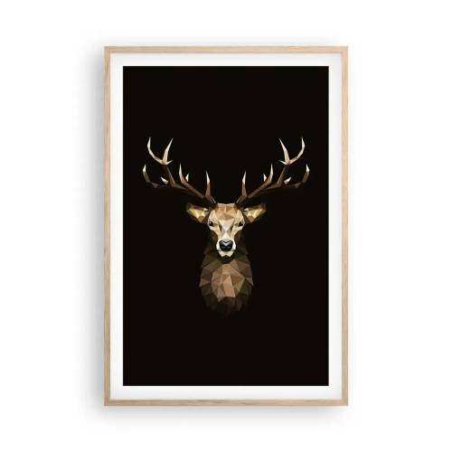 Pôster com moldura de carvalho claro - Veado cubista - 61x91 cm