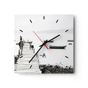 Relógio de parede - Relógio em vidro - Sobre água calma e límpida - 30x30 cm