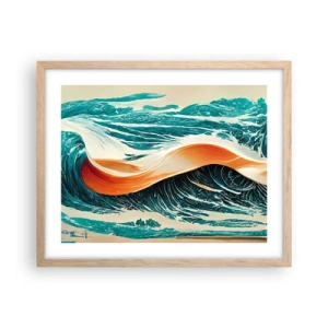 Pôster com moldura de carvalho claro - O sonho de um surfista - 50x40 cm