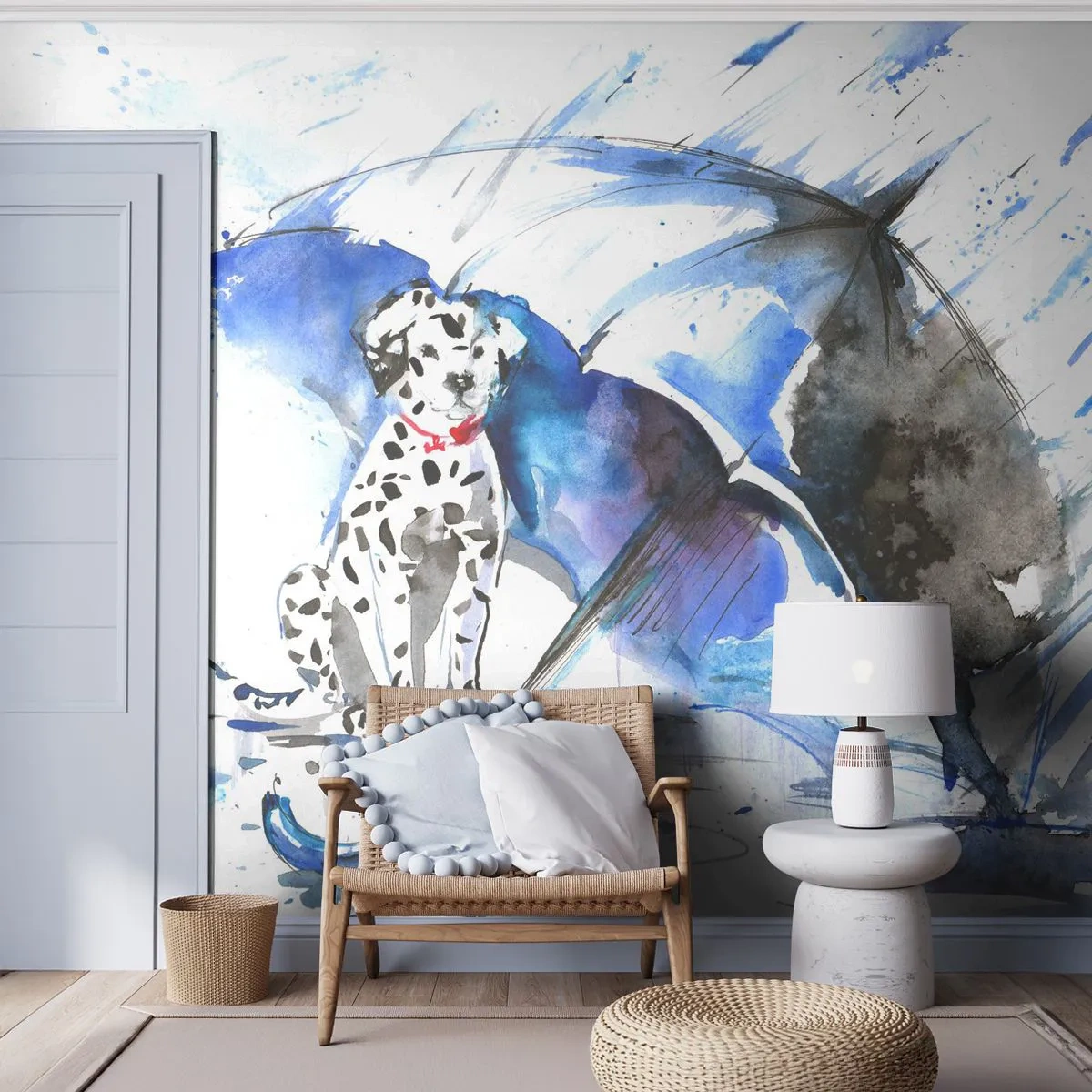 Papel de Parede Premium Sand - É para isso que serve um amigo - Abstração, Cachorro, Chuva - 100x70 cm