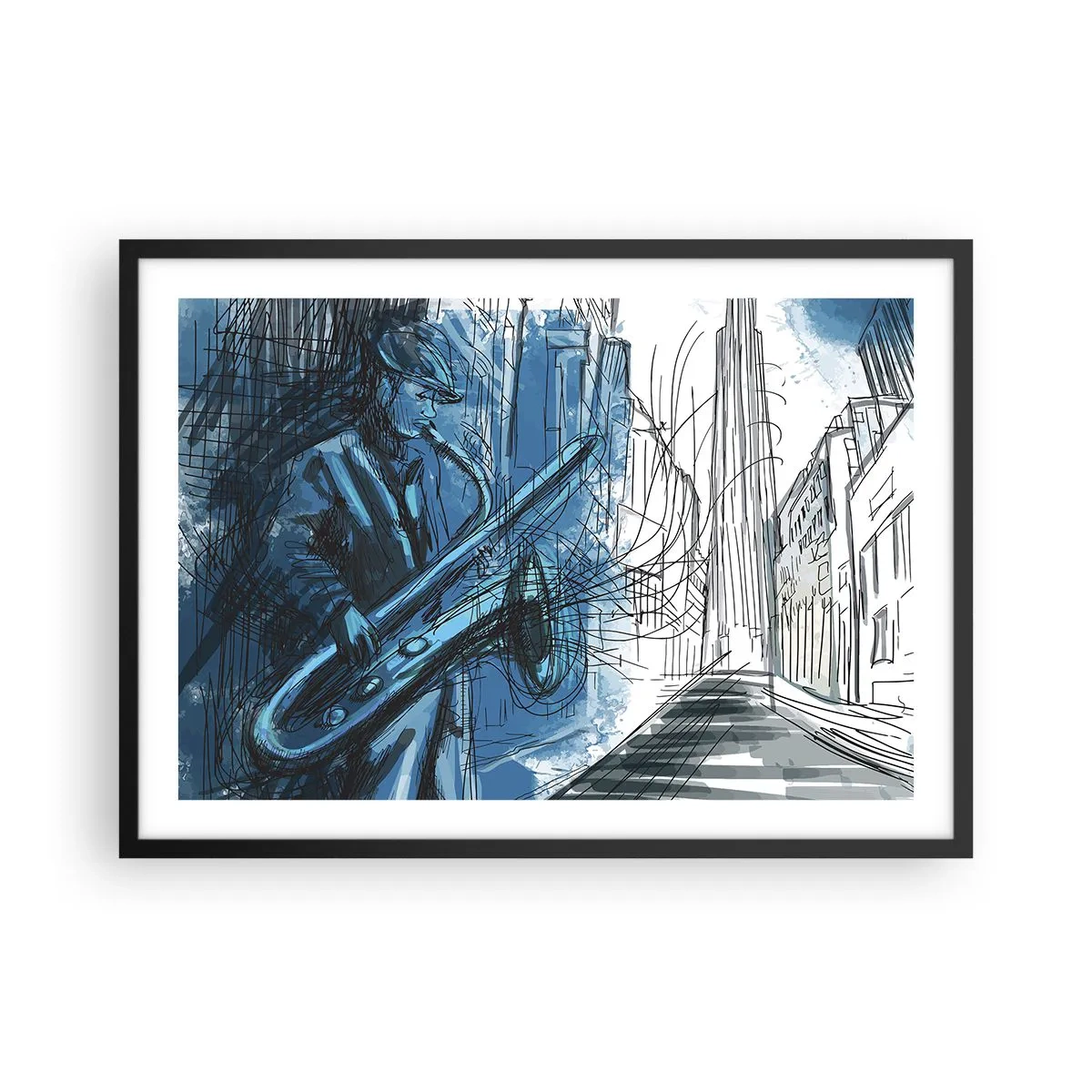 Pôster com moldura preta - Rapsódia Urbana - 70x50 cm