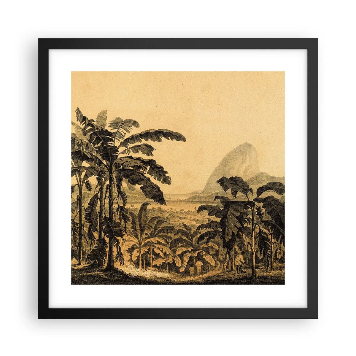 Pôster com moldura preta - num clima colonial - 40x40 cm