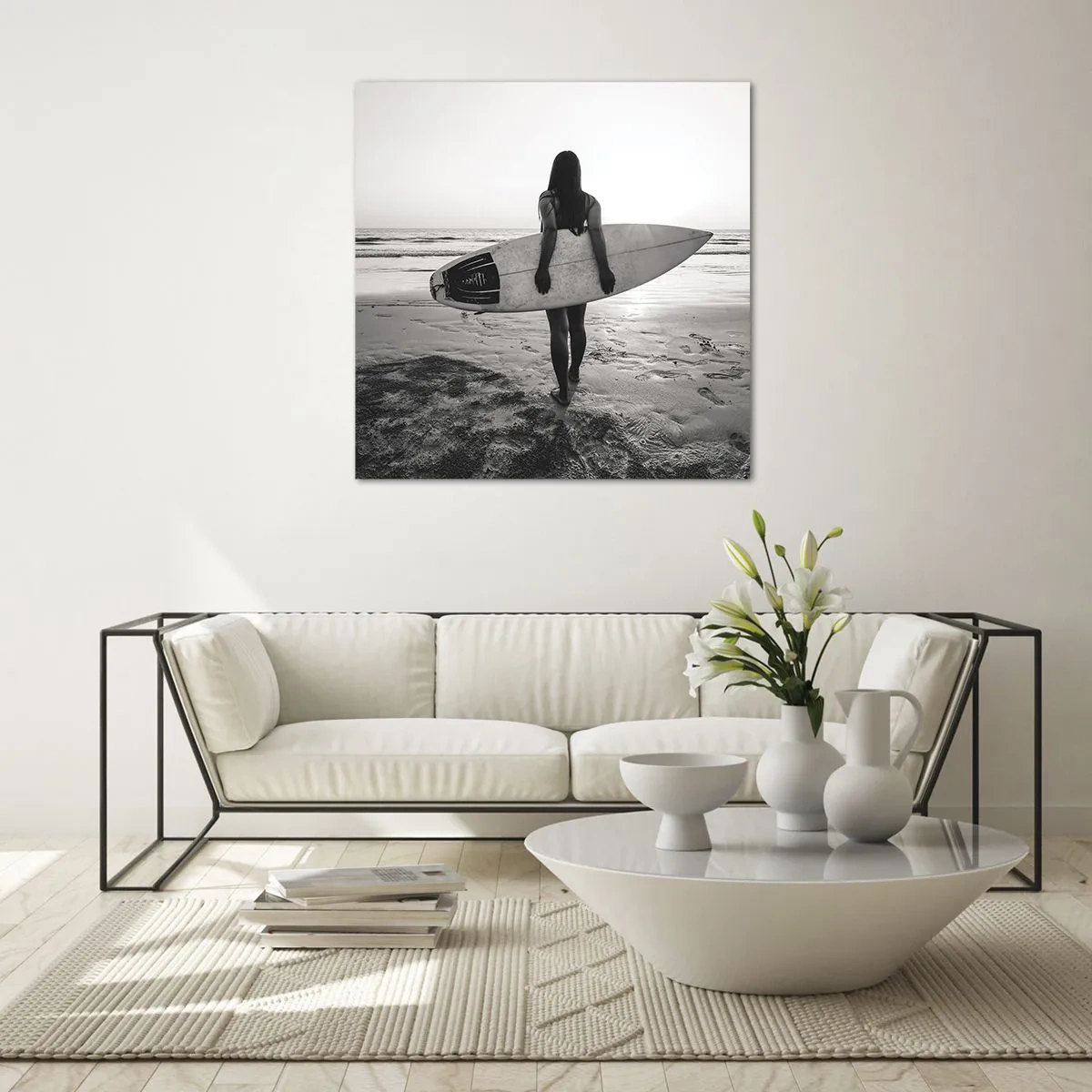 Quadro em vidro - Filha da onda do mar - 30x30 cm
