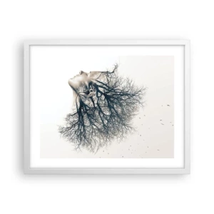 Pôster em moldura branca - Ouvir o sussurro da árvore - 50x40 cm