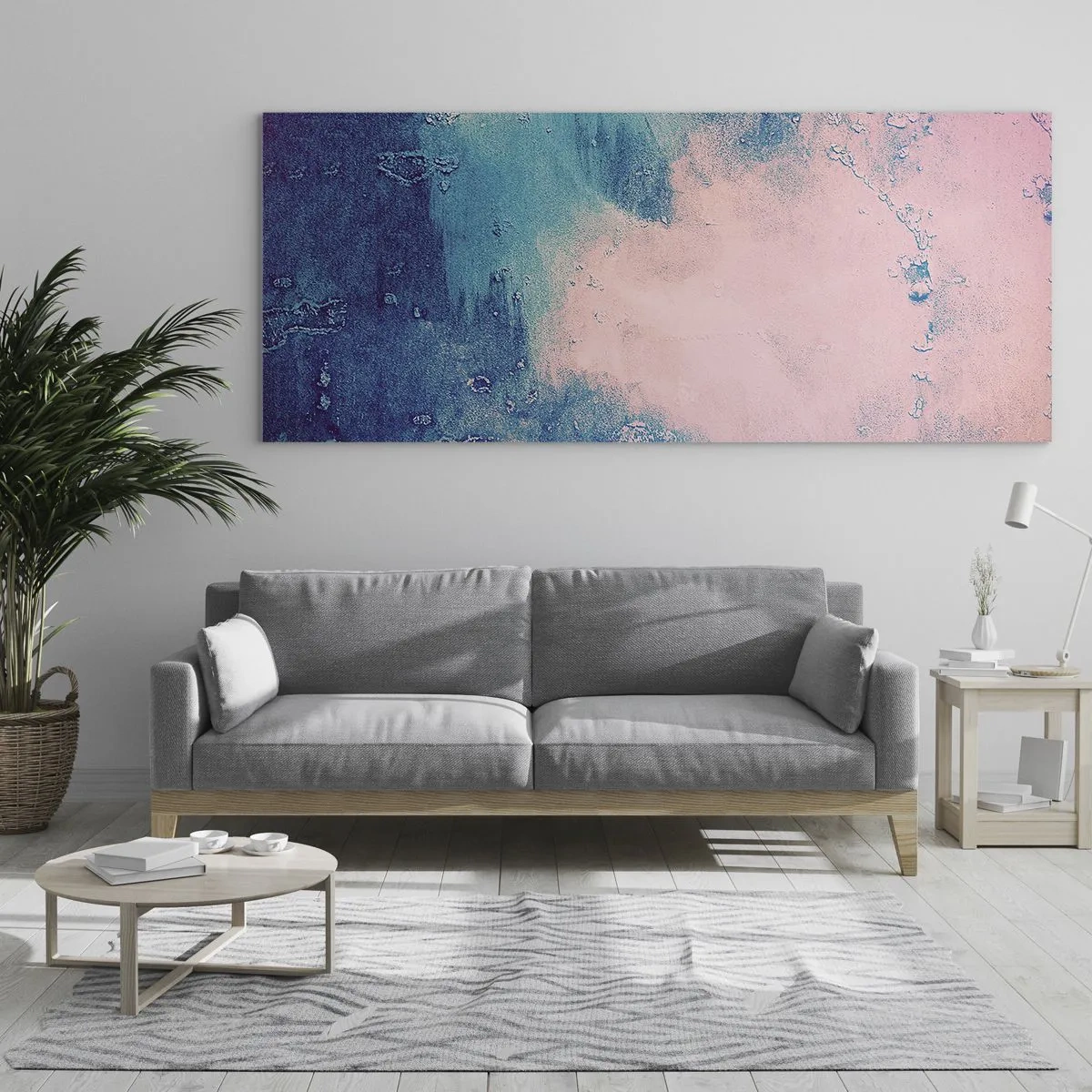 Quadro em vidro - Abraço azul - 140x50 cm