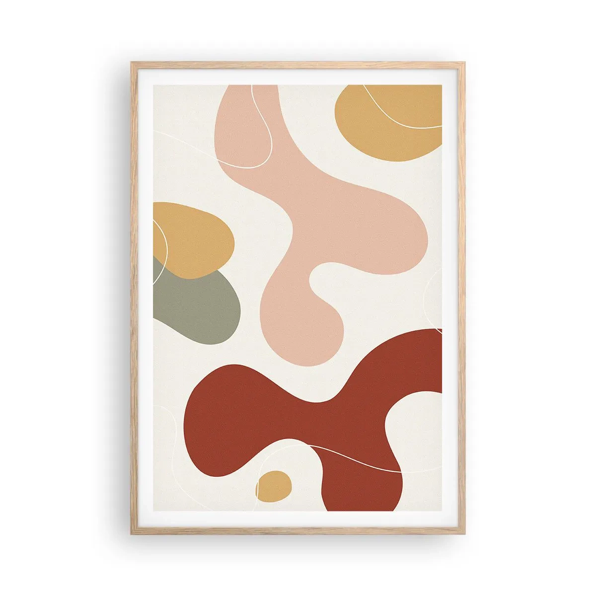 Pôster com moldura de carvalho claro - Ziguezagues ornamentais - 70x100 cm