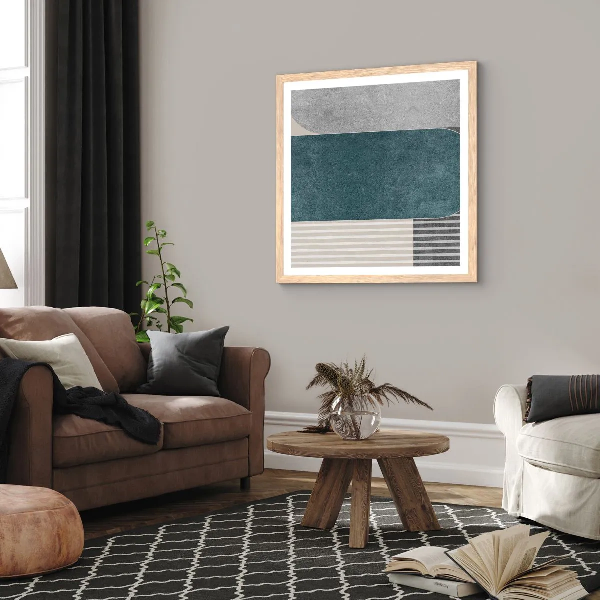 Pôster com moldura de carvalho claro - Composição ao nível - 60x60 cm