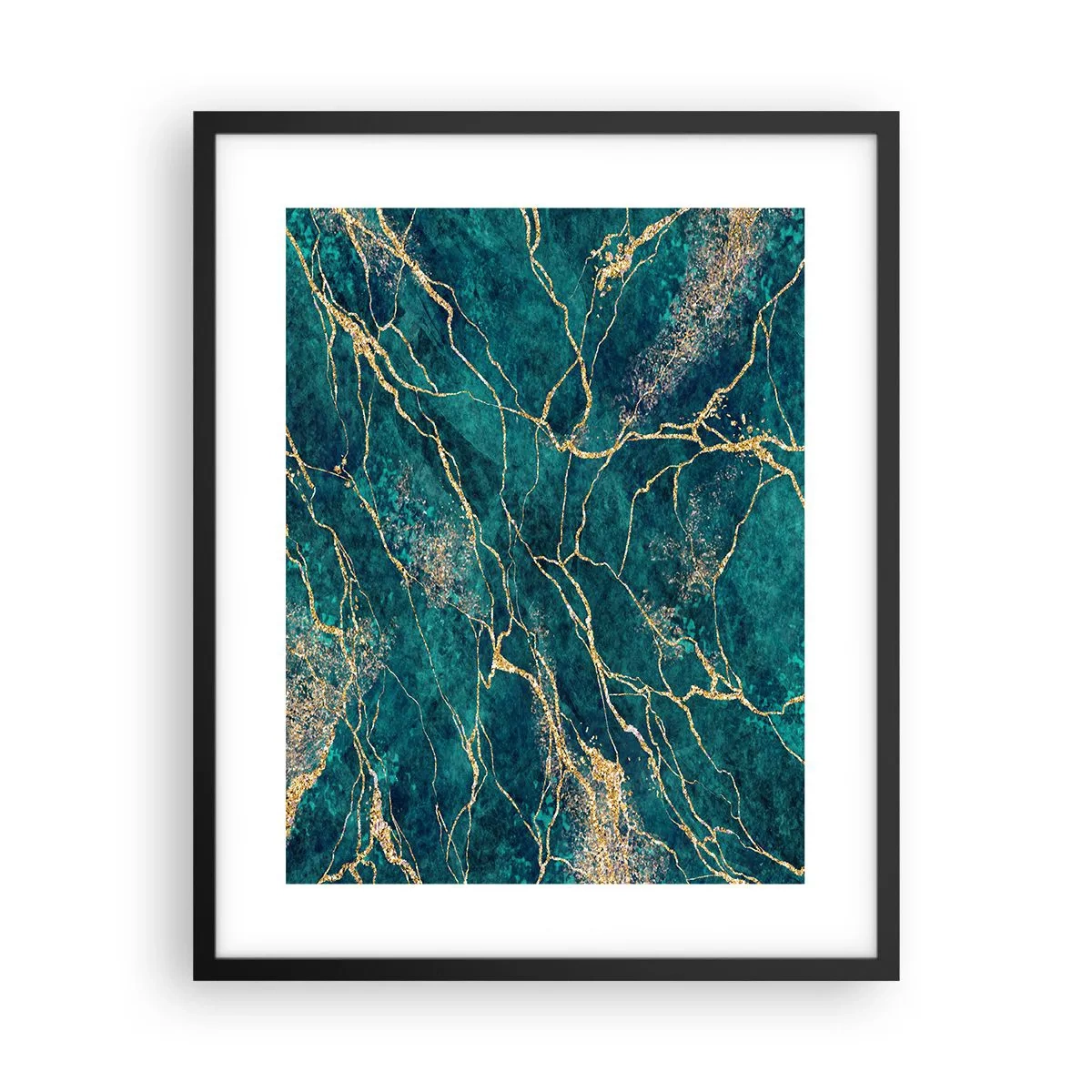 Pôster com moldura preta - Veia dourada - 40x50 cm