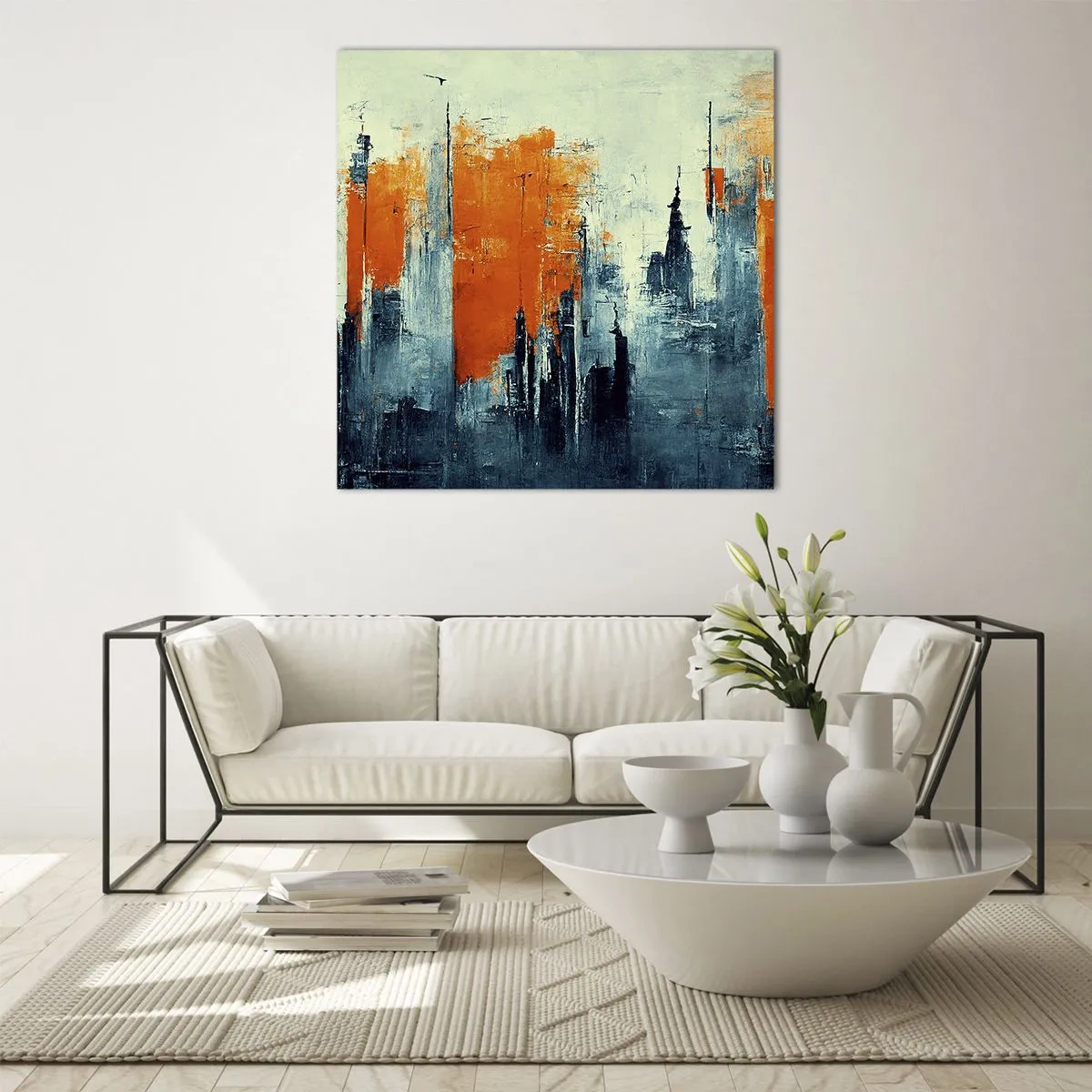 Quadro em vidro - Paisagem moderna - 60x60 cm