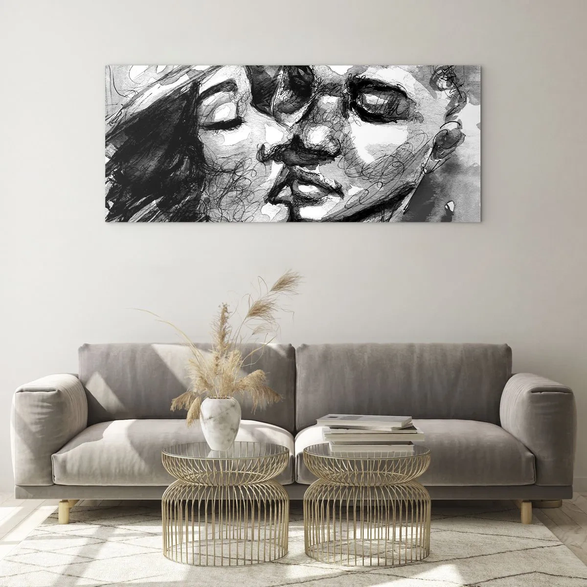 Quadro em vidro - Um momento de ternura - 100x40 cm