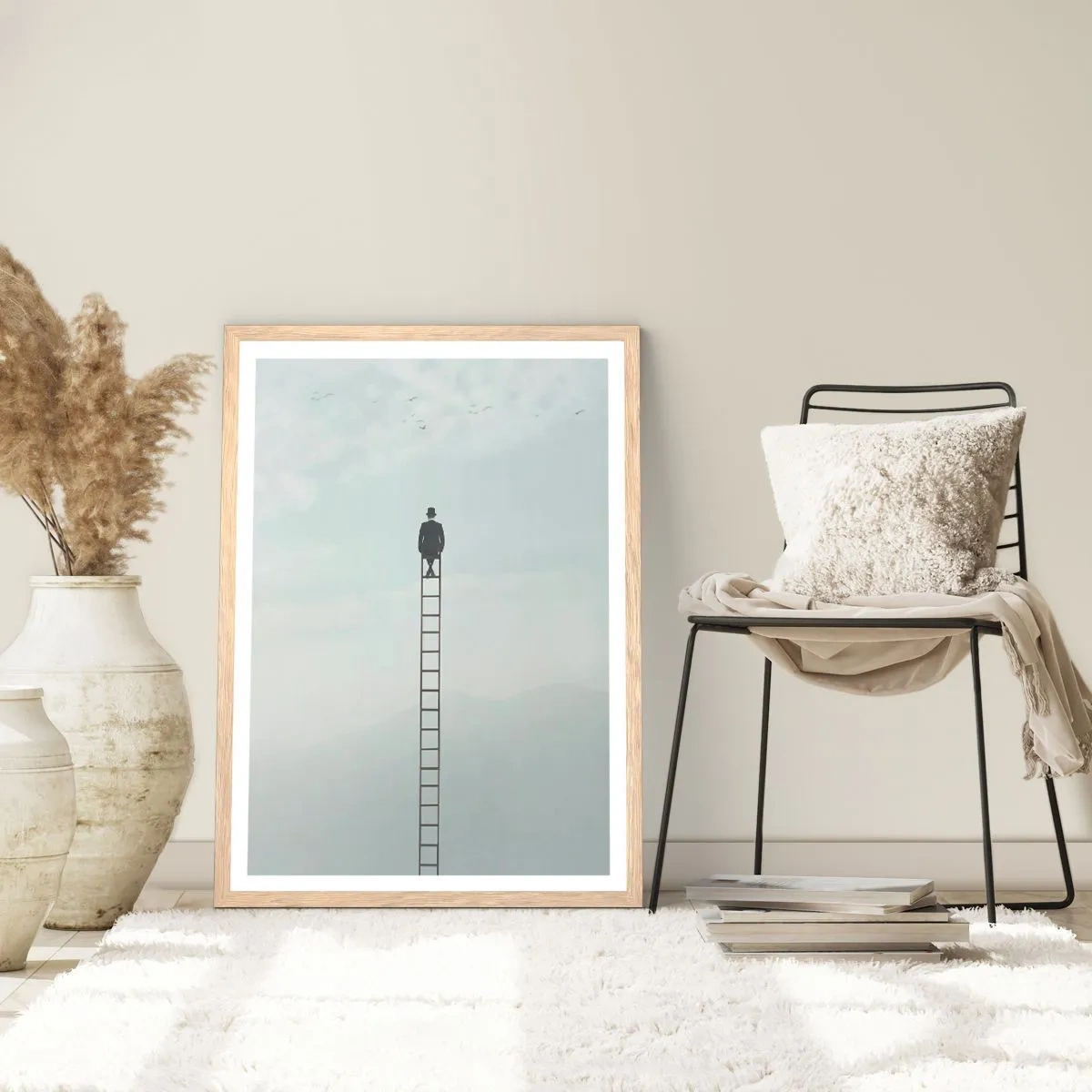 Pôster com moldura de carvalho claro - Vá além - 70x100 cm