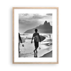 Pôster com moldura de carvalho claro - Samba para uma onda - 40x50 cm