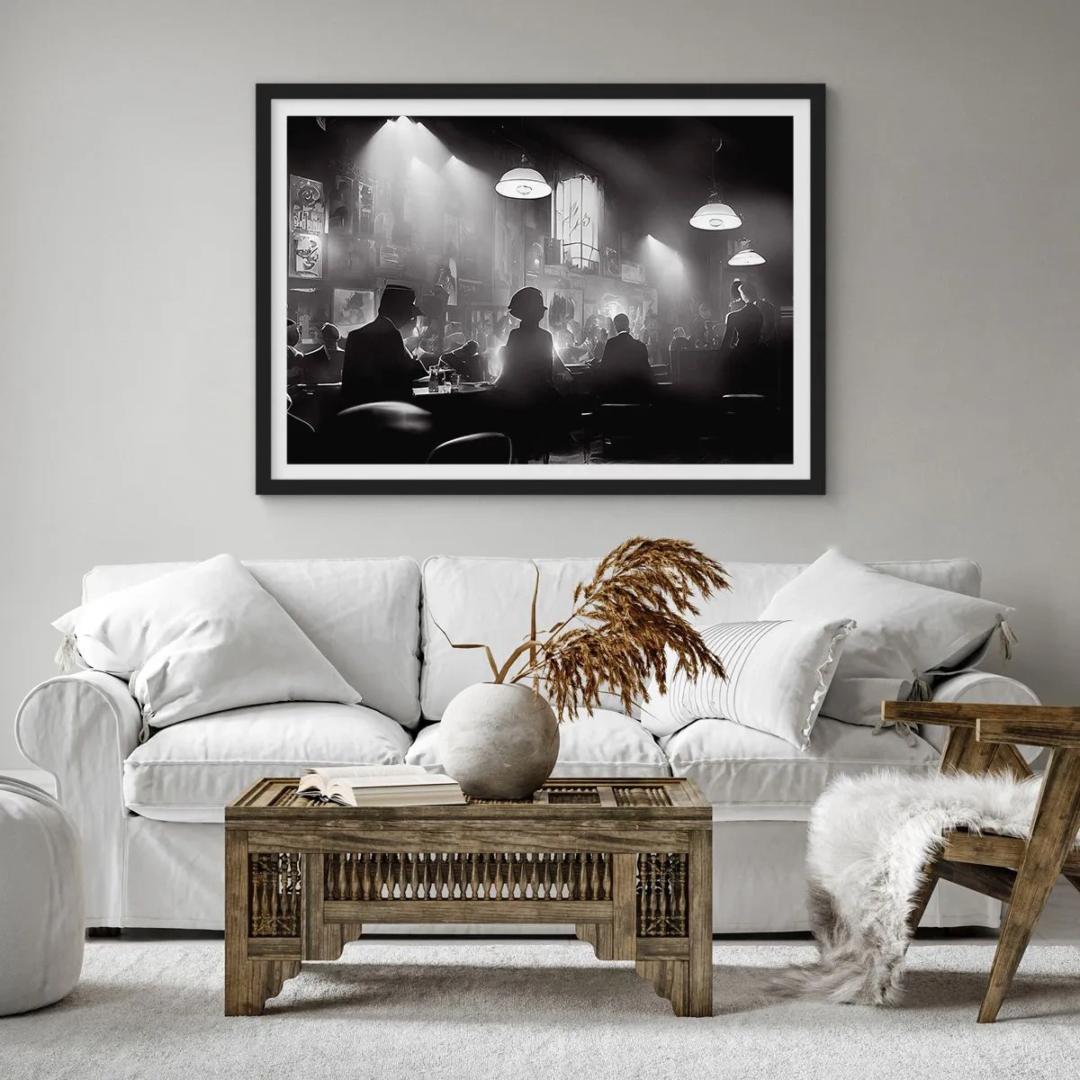 Pôster com moldura preta - Em uma atmosfera de jazz - 91x61 cm