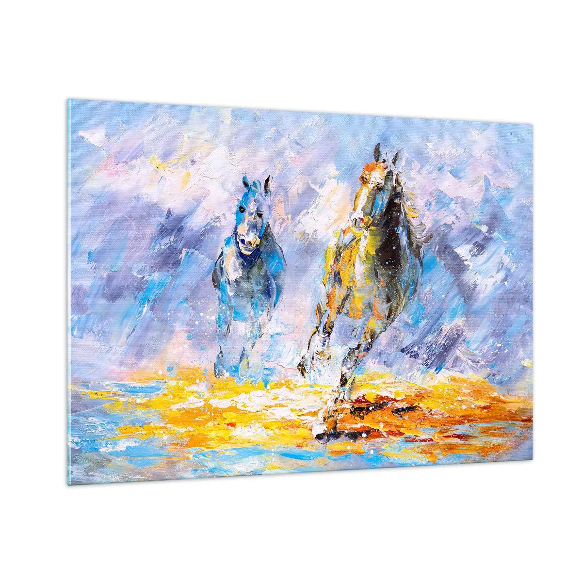 Quadro em vidro - Galopando através do brilho - 100x70 cm