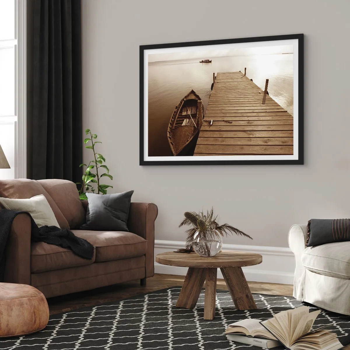 Pôster com moldura preta - Paz de espírito - 70x50 cm