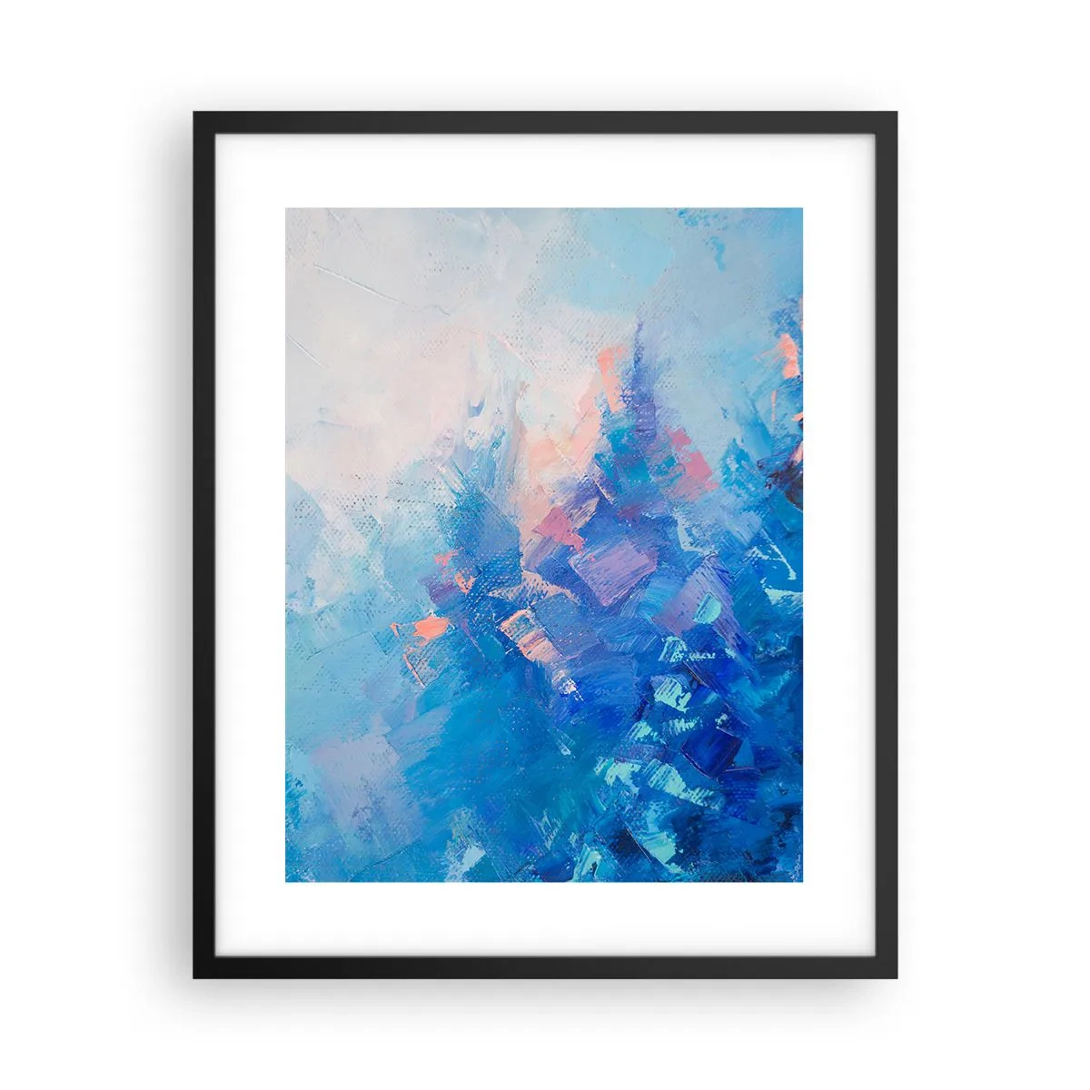 Pôster com moldura preta - Abstração de inverno - 40x50 cm