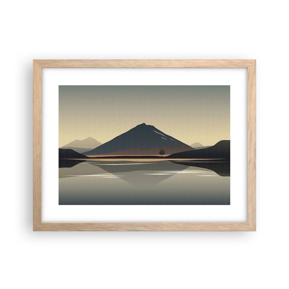 Pôster com moldura de carvalho claro - Reflexo de espelho - 40x30 cm