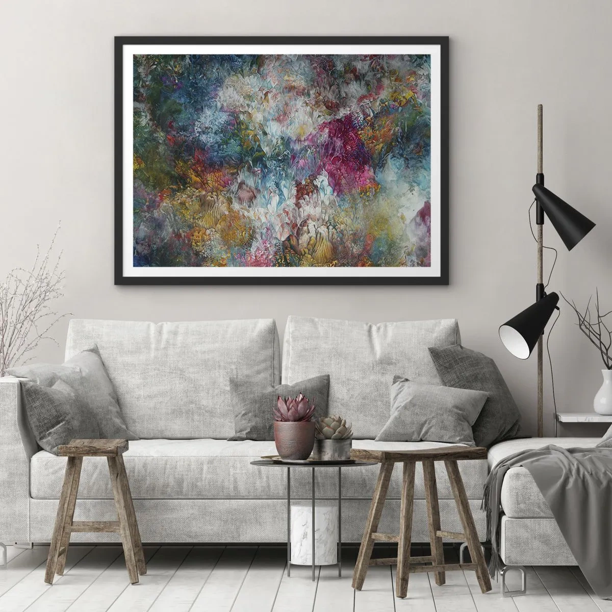 Pôster com moldura preta - Em plena floração - 100x70 cm