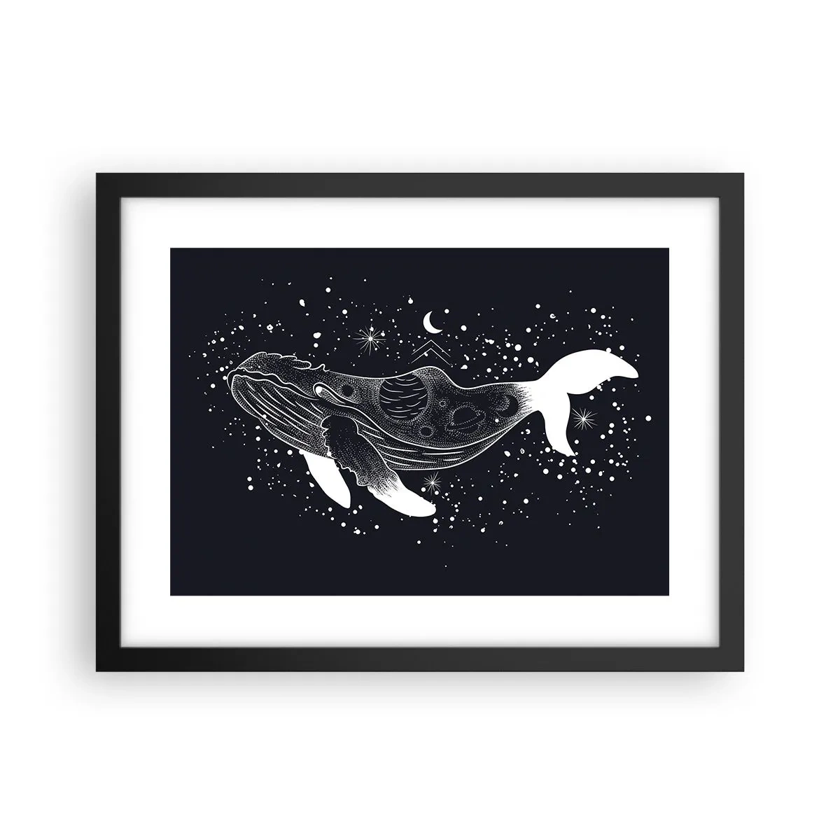 Pôster com moldura preta - No oceano do universo - 40x30 cm