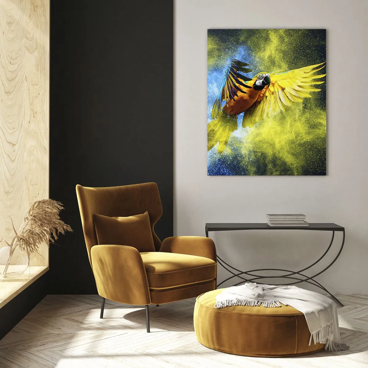 Quadro em vidro - Em pó azul-dourado - 70x100 cm
