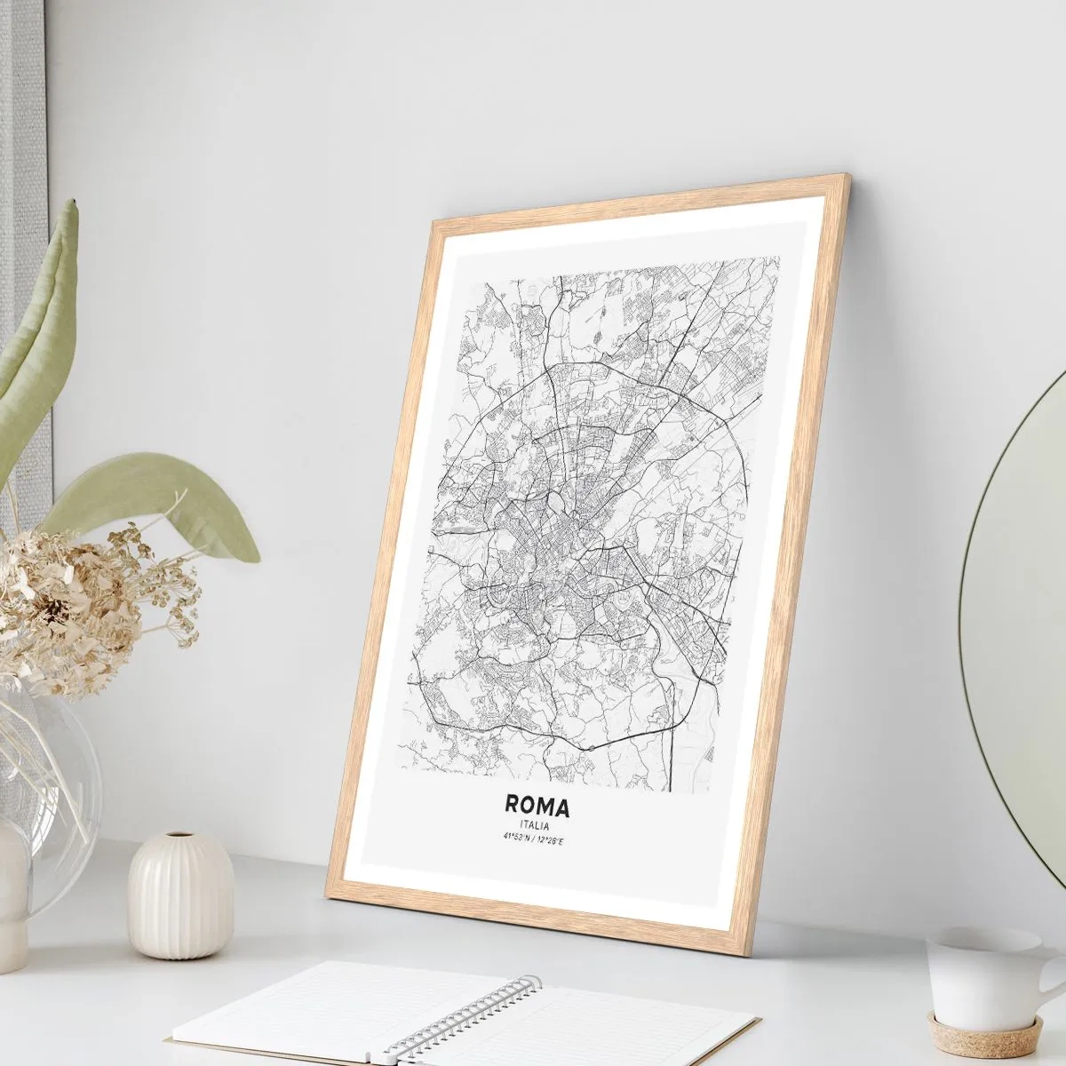 Pôster com moldura de carvalho claro - Círculo romano - 30x40 cm