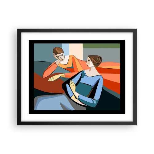 Pôster com moldura preta - Um momento de confiança - 50x40 cm