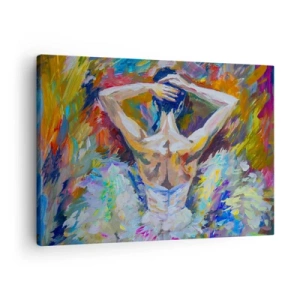 Quadro em tela - Uma bailarina em cores dinâmicas e expressão pictórica - 70x50cm - Pode ser qualquer coisa - Decoração de parede moderna para a sala de estar e quarto ARTTOR