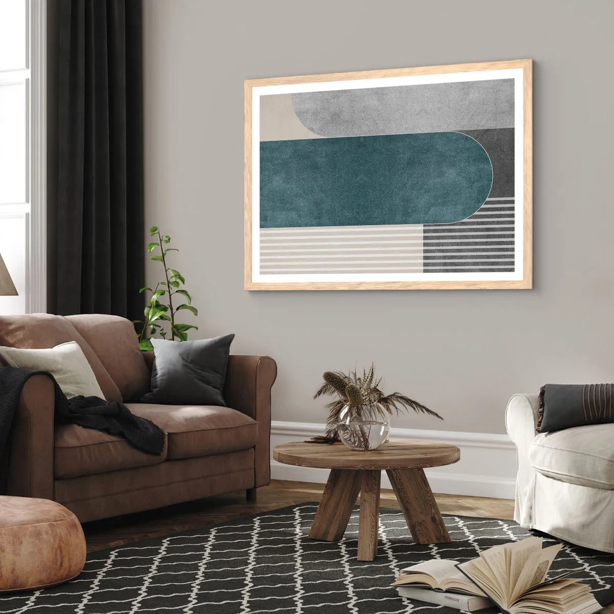 Pôster com moldura de carvalho claro - Composição ao nível - 100x70 cm