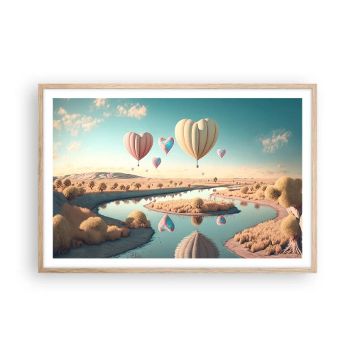 Pôster com moldura de carvalho claro - O amor permite se reerguer - 91x61 cm