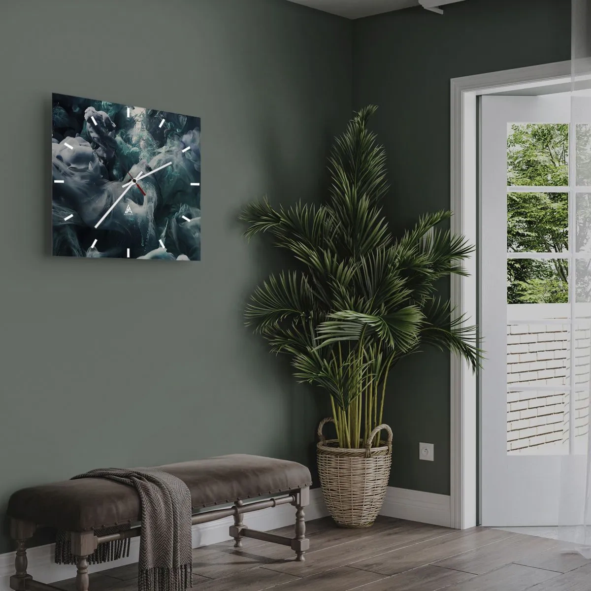 Relógio de parede - Relógio em vidro - Movimento de cores - 30x30 cm