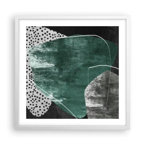 Pôster em moldura branca - Abstração colorida com folha de ouro - 50x50 cm