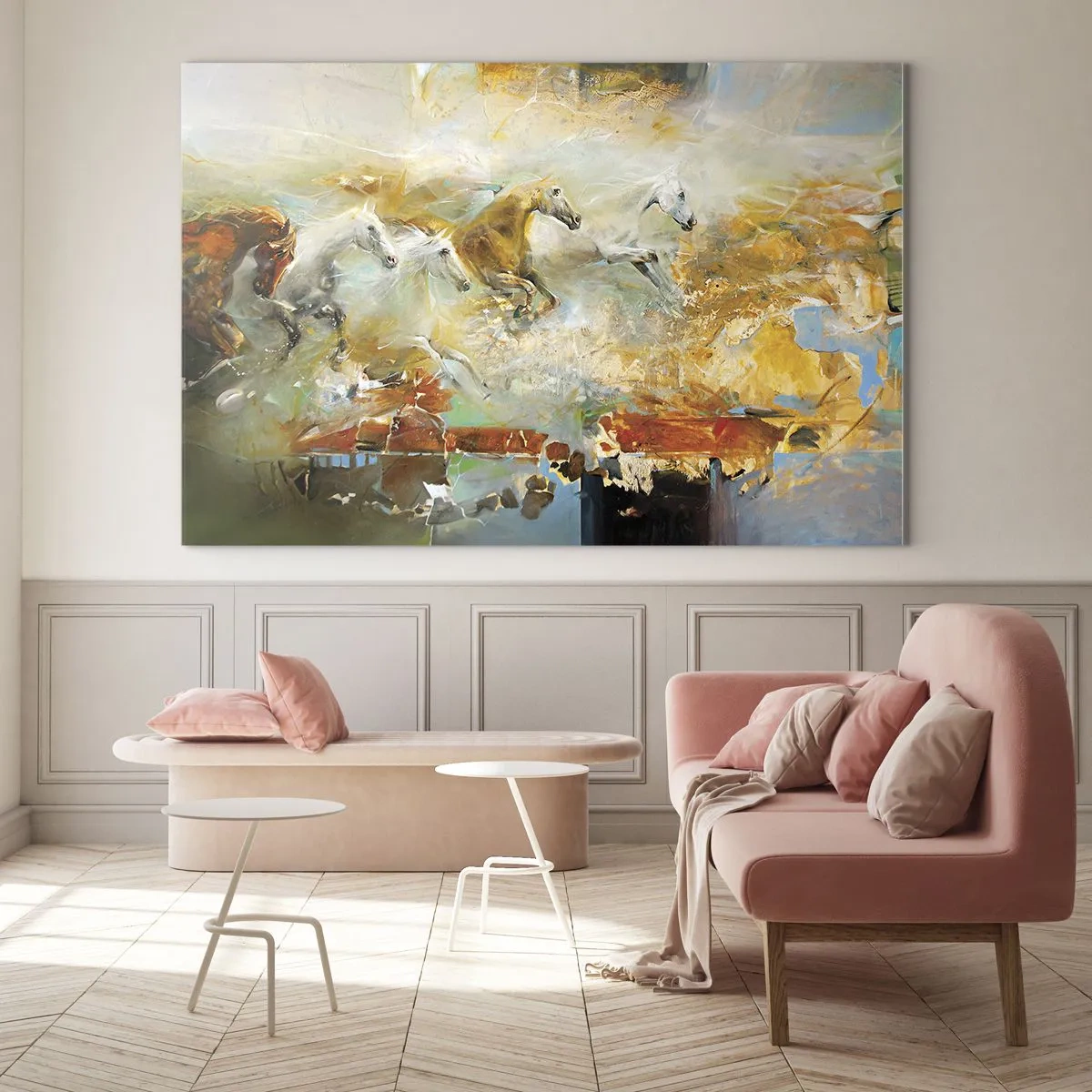 Quadro em vidro - A galope através da luz - 120x80 cm