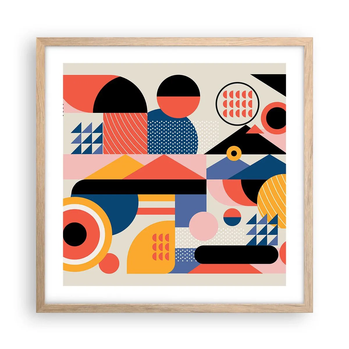 Pôster com moldura de carvalho claro - Composição: brincar - 50x50 cm