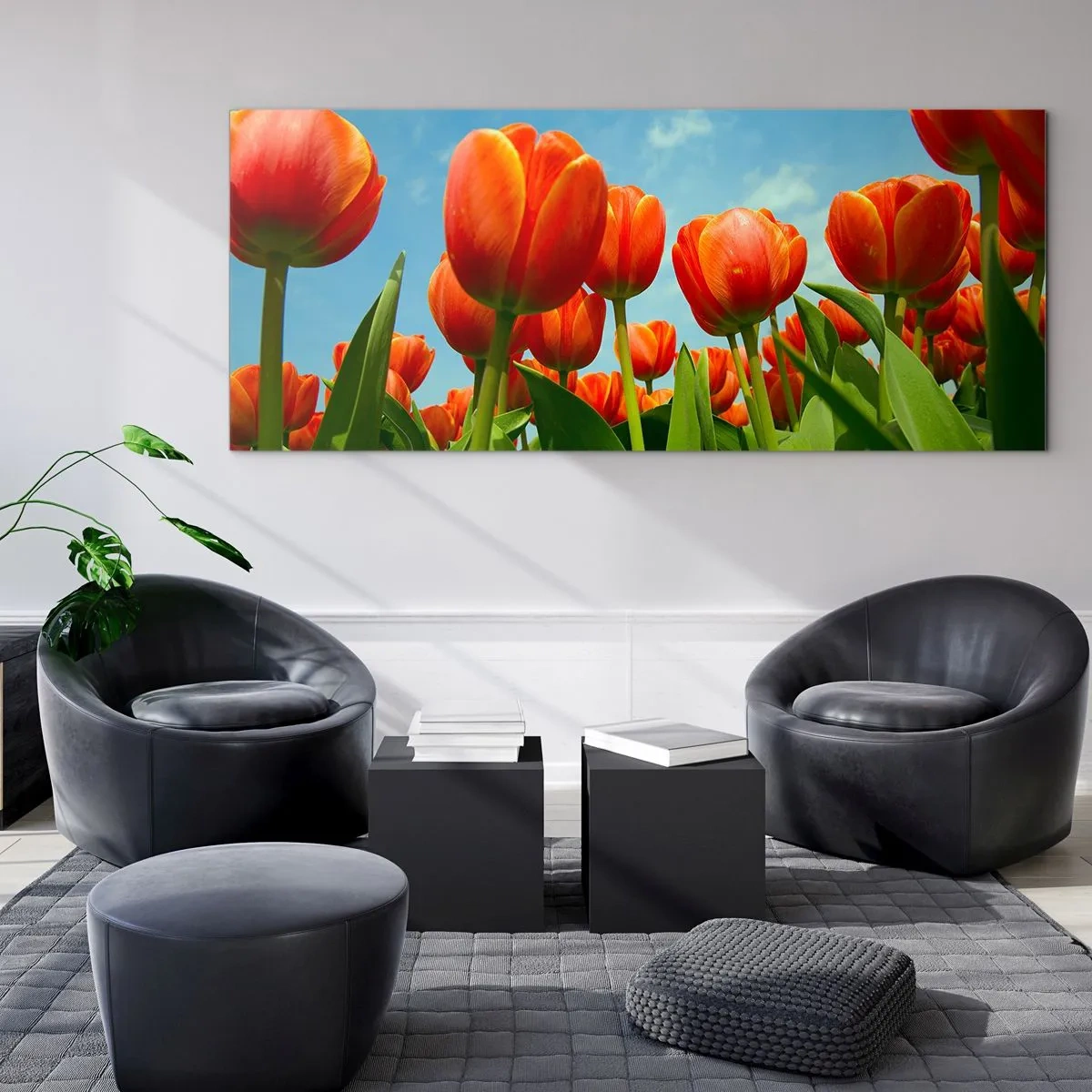 Quadro em vidro - Além do céu azul, nada mais é necessário na vida - 100x40 cm