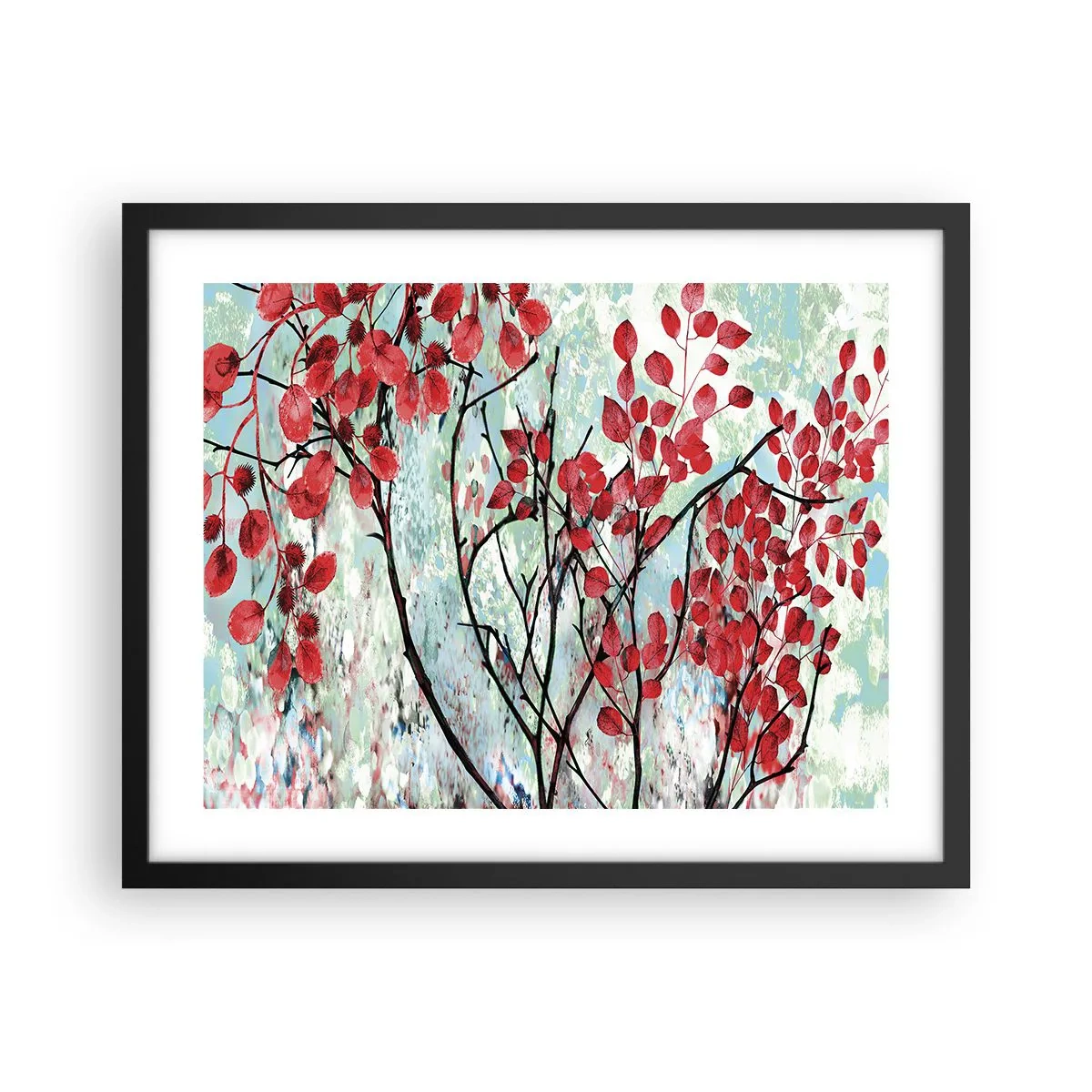 Pôster com moldura preta - Árvore em escarlate - 50x40 cm