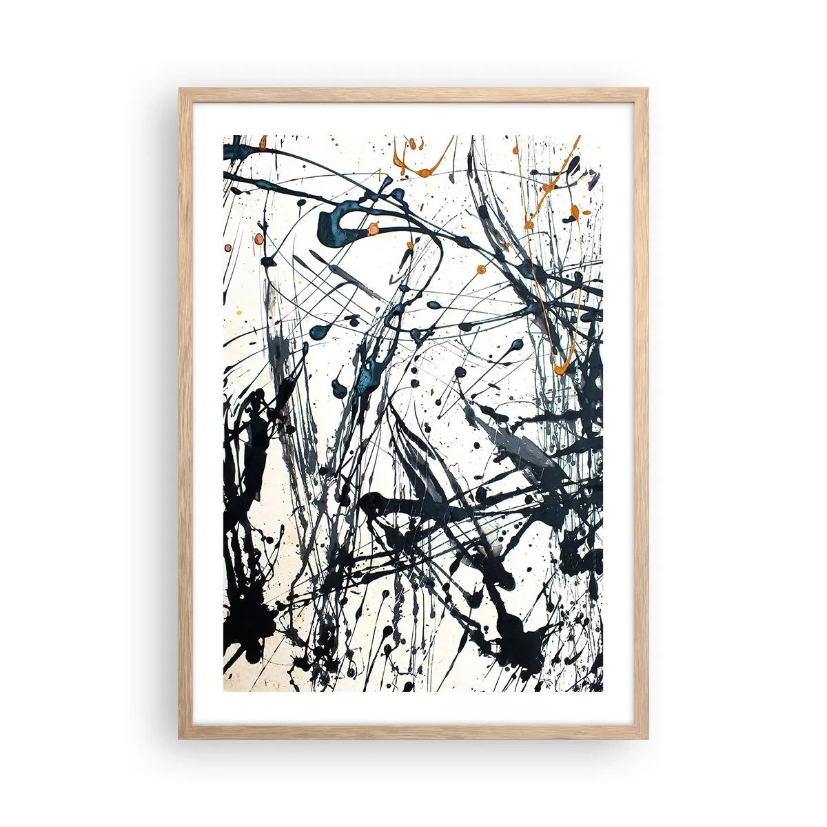 Pôster com moldura de carvalho claro - Abstração expressionista - 50x70 cm