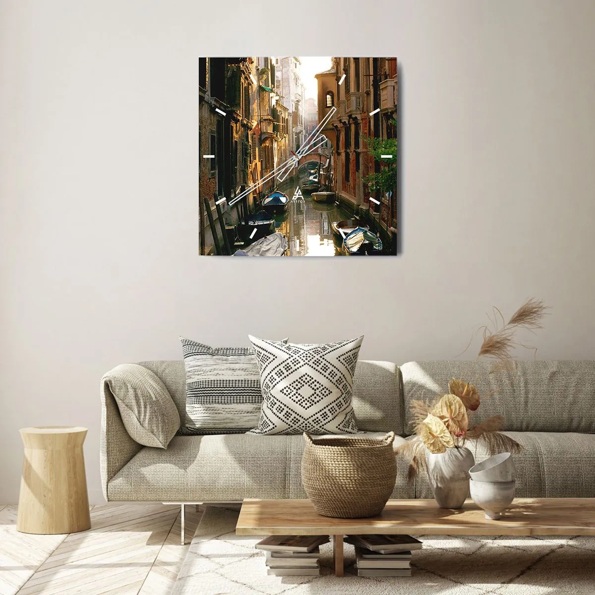 Relógio de parede - Relógio em vidro - Em um beco veneziano - 40x40 cm