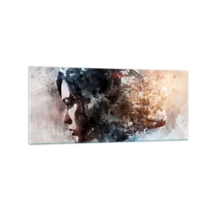 Quadro em vidro - Uma história sobre uma menina e uma cidade ao fundo - 120x50 cm