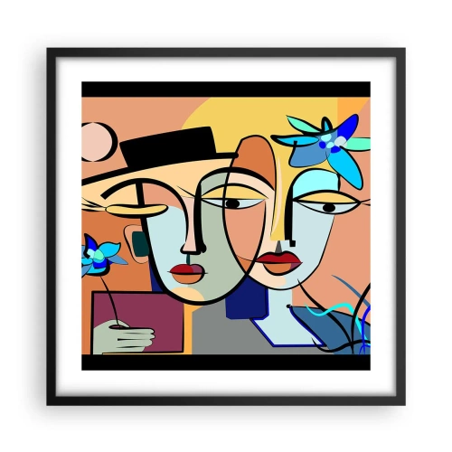 Pôster com moldura preta - O randez vous de Picasso - 50x50 cm