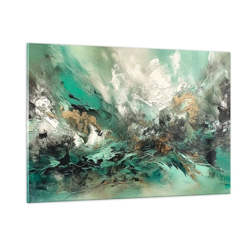 Quadro em vidro - Surf esmeralda e preto - 120x80 cm