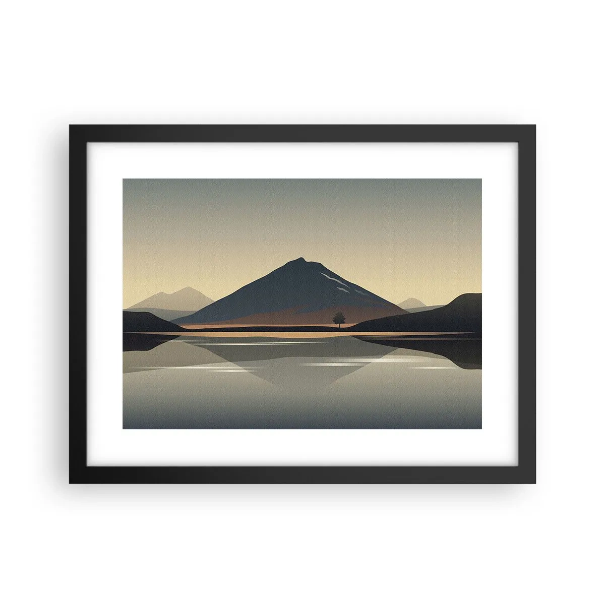 Pôster com moldura preta - Reflexo de espelho - 40x30 cm