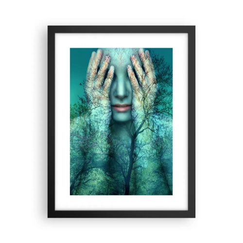 Pôster com moldura preta - Imersa em azul - 30x40 cm