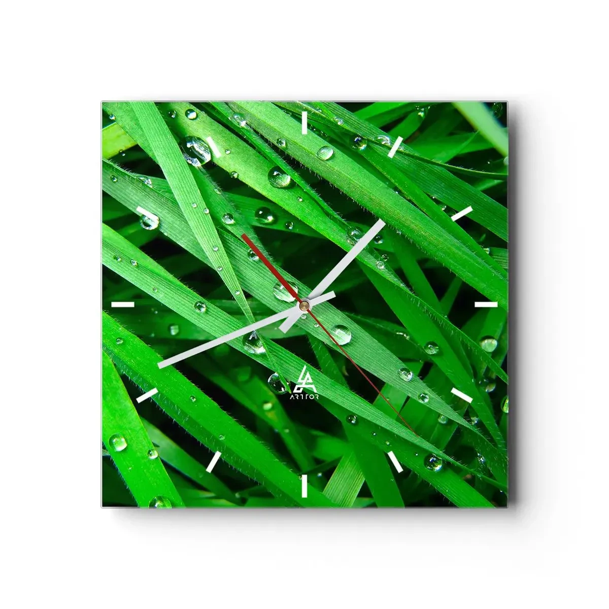 Relógio de parede - Relógio em vidro - Jogue no verde - 40x40 cm