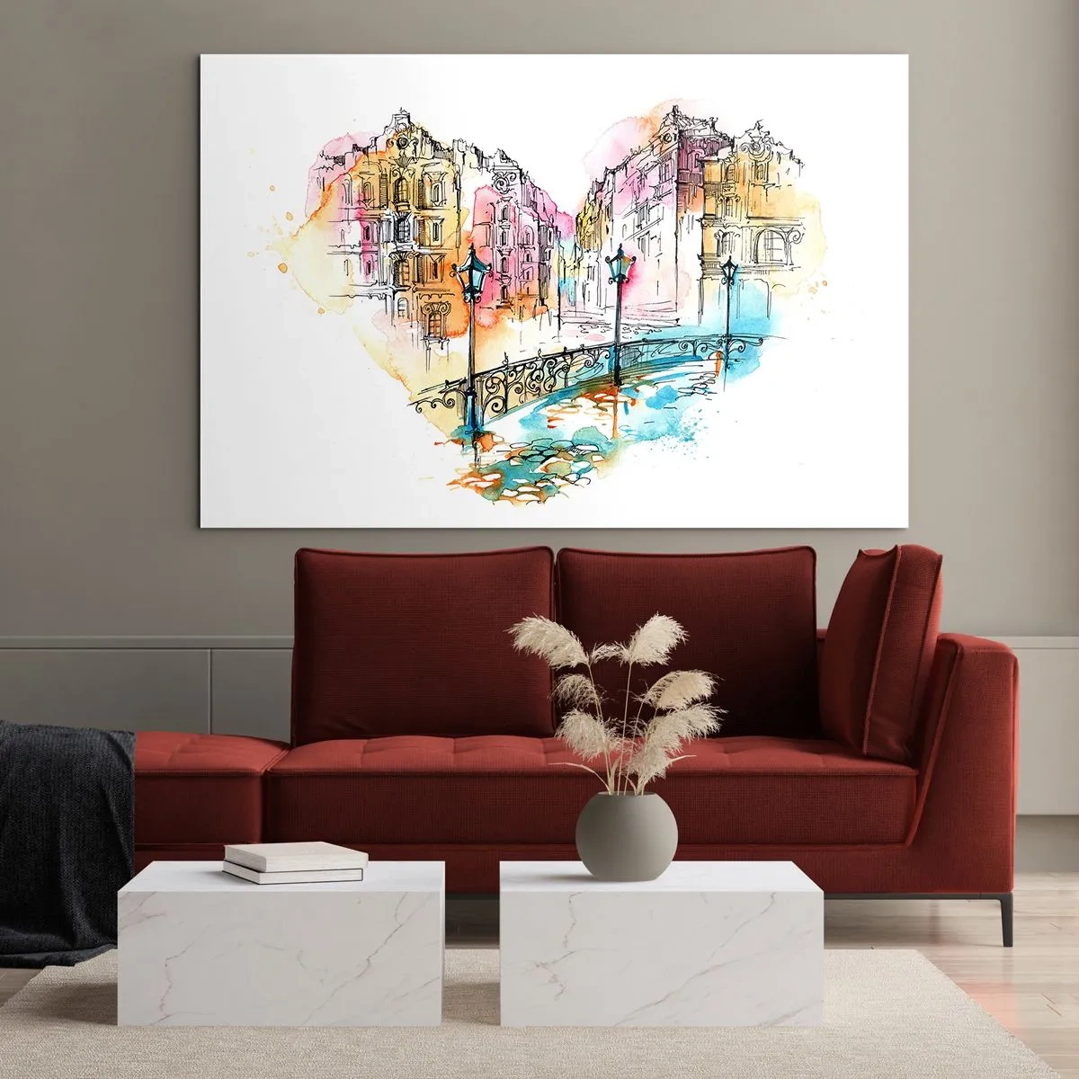 Quadro em vidro - O coração da cidade - 120x80 cm
